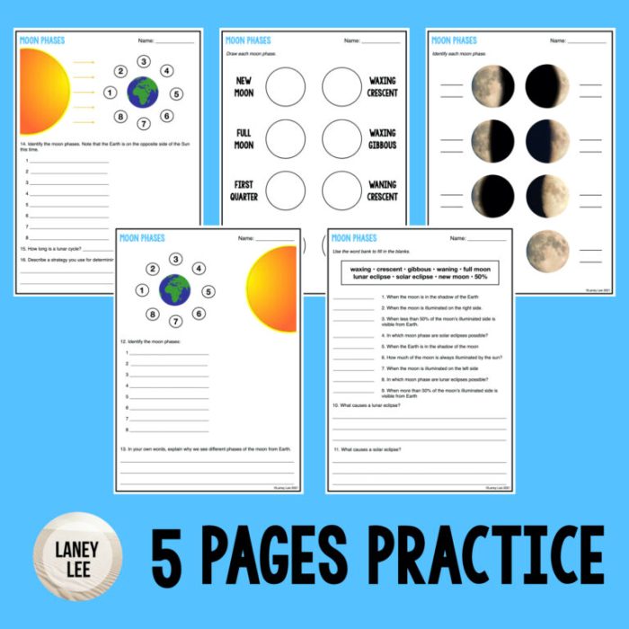 The cause of moon phases worksheet answers