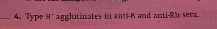 Type b- agglutinates in anti-b and anti-rh sera.