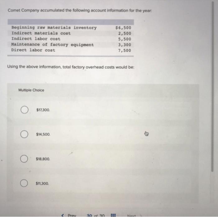 Comet company accumulated the following account information for the year